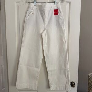 NWT Spanx Stretch Twill Cropped Wide Leg Pants Bright White Size M